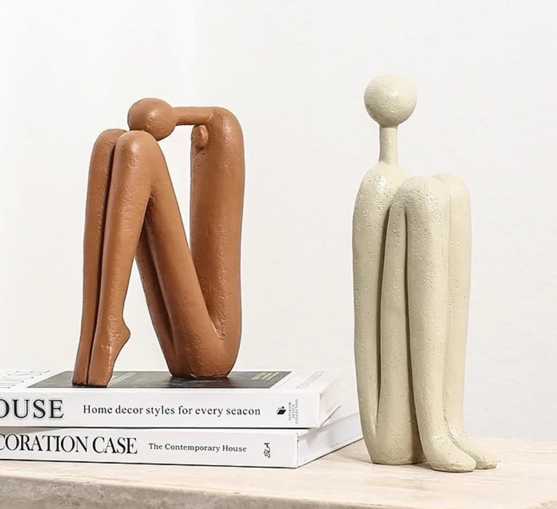 Abstract Bookends Set of 2, Modern Figurines for Shelf or Desk Decor, Abstract Bookends, Modern Bookshelf Decor, Polyester Bookend Set