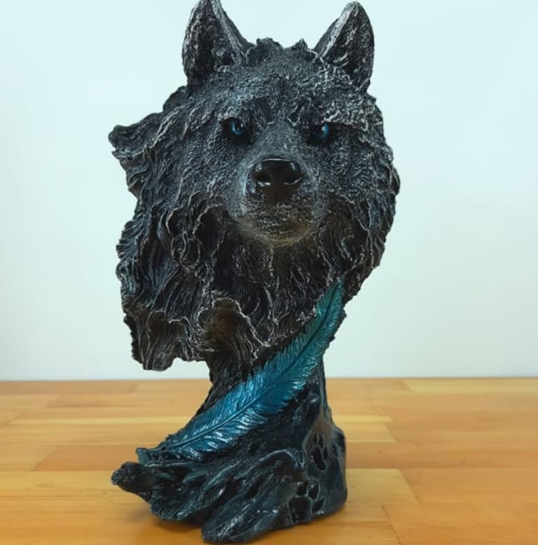 Wolf Head Sculpture, Wolf Lover Gift, Rustic Wolf Home Decor, Wolf Bust, Wildlife Lover Gift, Polyester Wolf Statue, Gothic Wolf Figurine, Wolf Head Statue, Wolf Head Decor