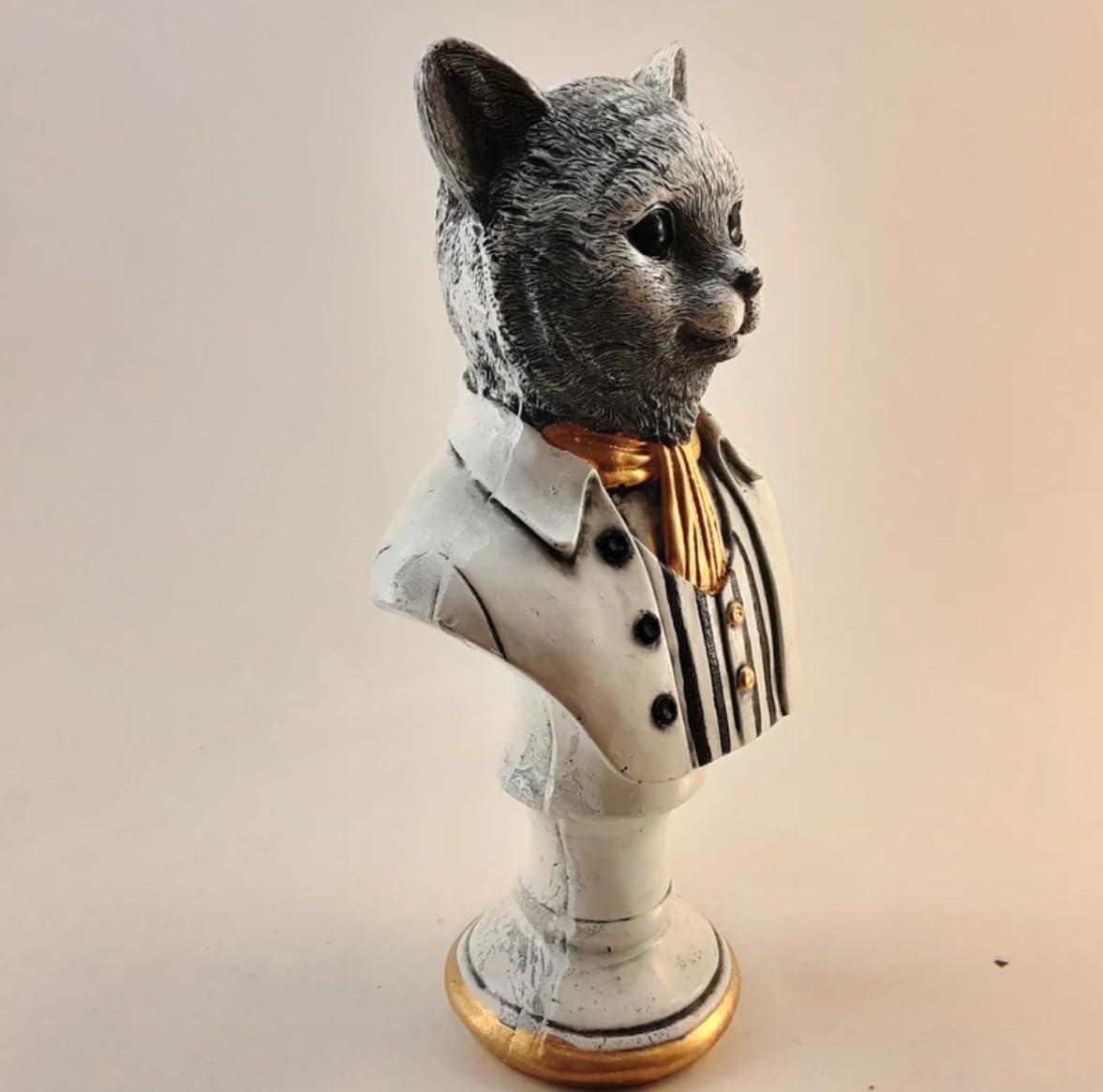 Tuxedo Katzenbüste Statue, Elegante Katzenskulptur, Elegante Katzenfigur mit Tuxedo, Gentleman Katzenbüste Statue, Tuxedo Katzenstatue, Katzenskulptur