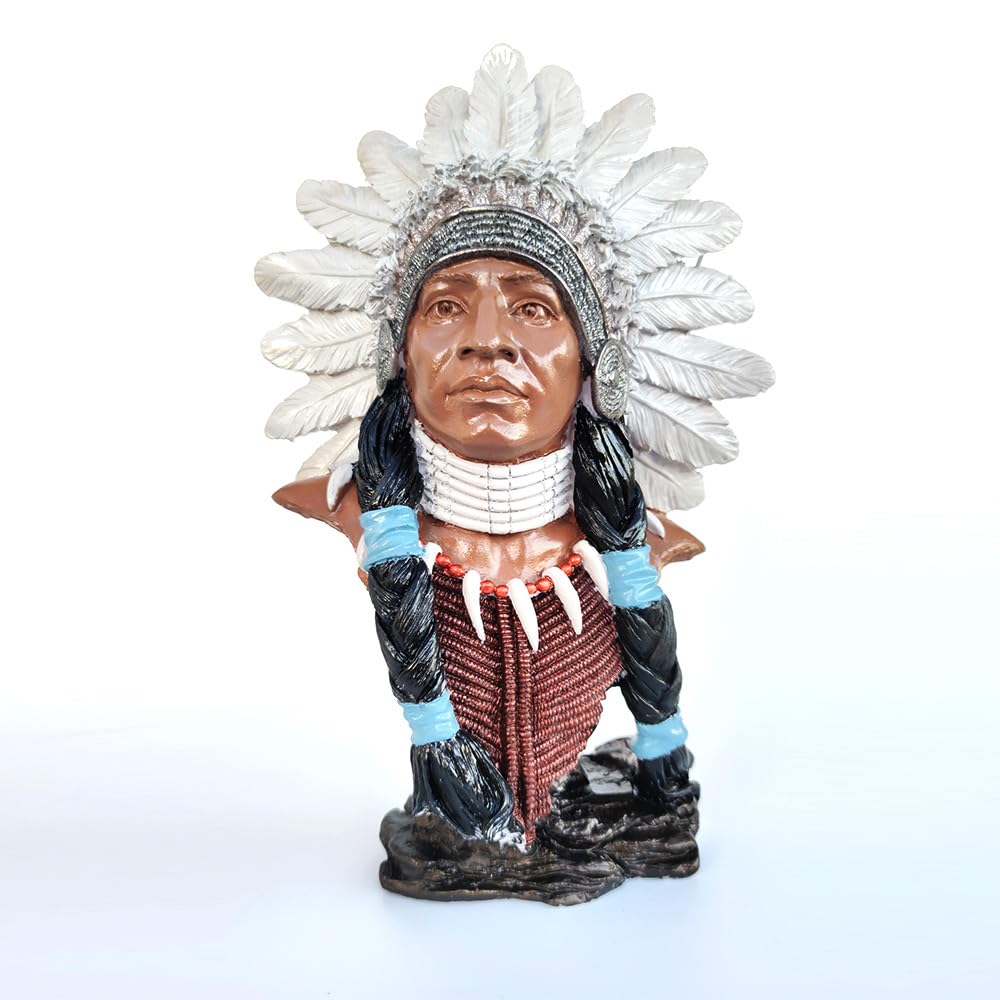 Native American Chief Bust, Tribal Warrior Sculpture, Native American Chief, Western Decor, Indian Chief Bust, Polyester Chief Sculpture, Indian Chief Decor, Indian Chief Sculpture