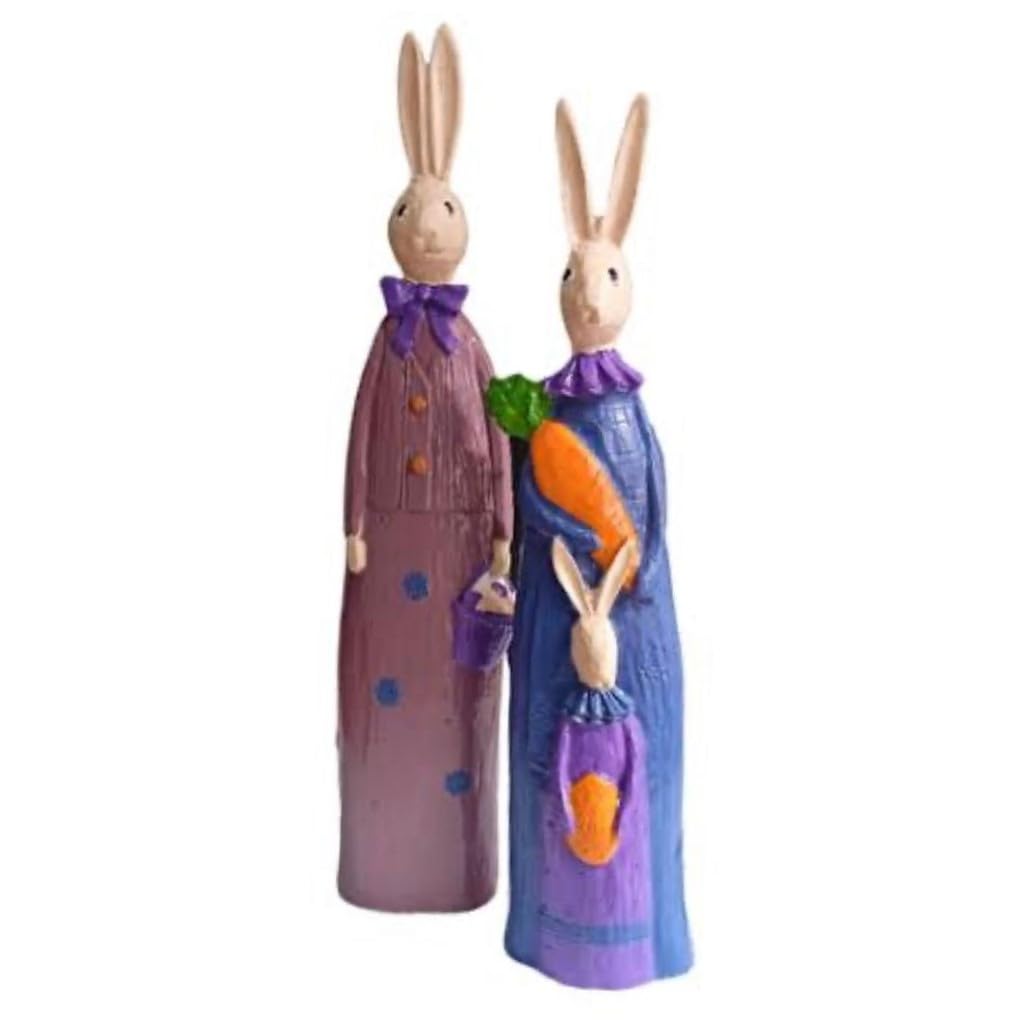 Easter Bunny Family Figurines, Easter Decoration Gift, Easter Bunny Figurines, Festive Rabbit Decor, Cute Bunny Couple, Seasonal Decor Gift