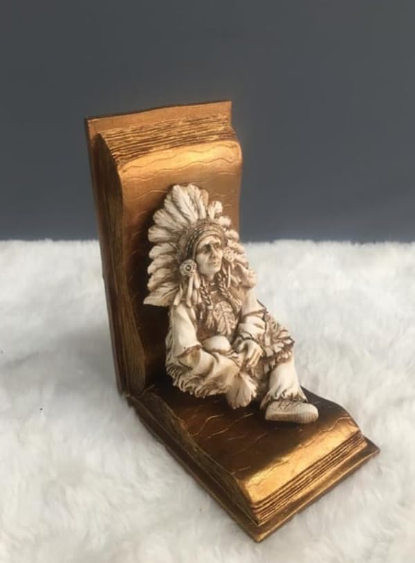 Handcrafted Native American Chief Bookends Set, Native American Bookends, Polyester Bookend Set, Indian Chief Bookend, Unique Bookends Gift