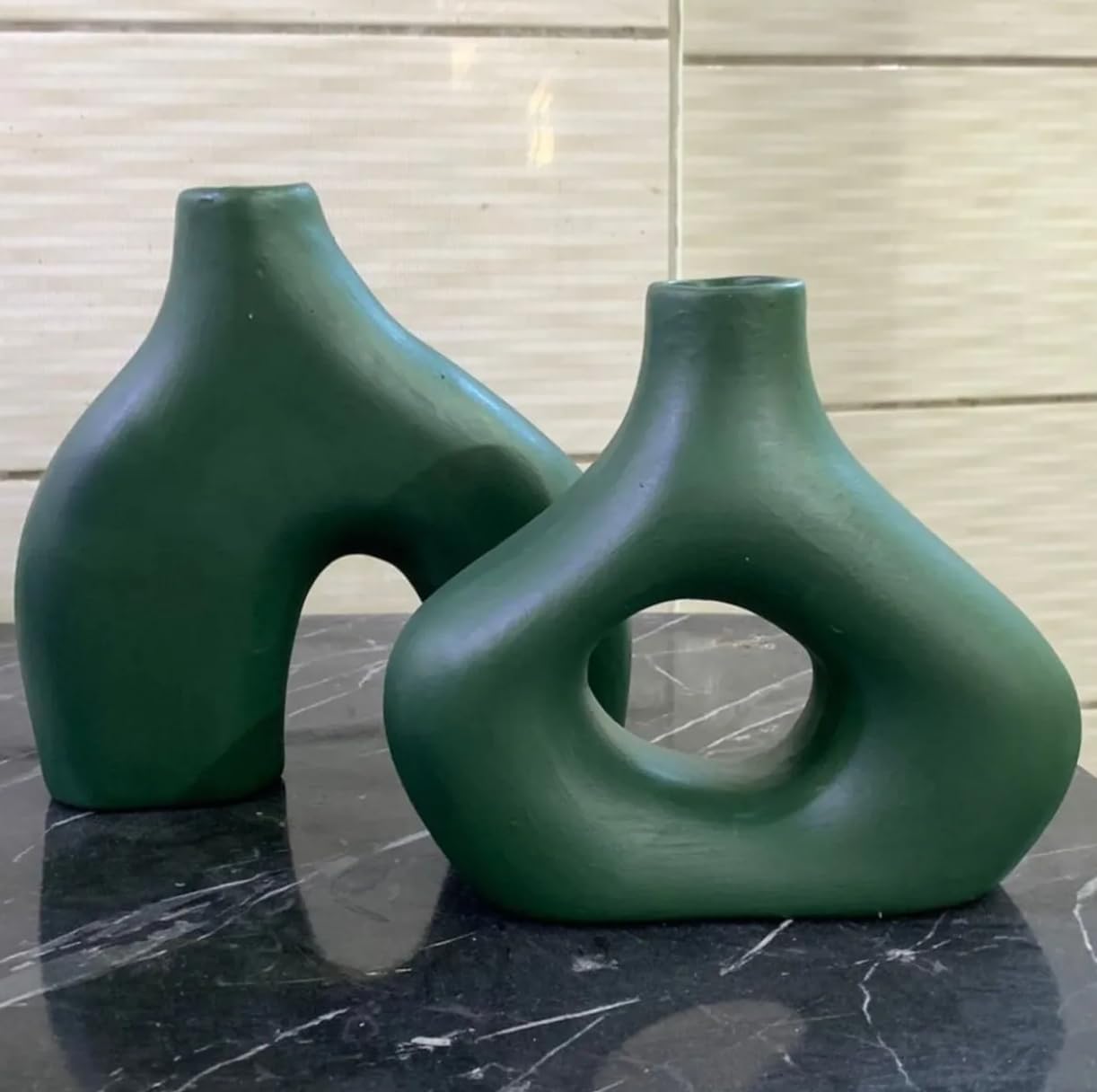 Amorphous Ceramic Vases Set-2, Round Matte Donut Vases, Minimalist Home Decor, Handmade Vase, Decorative Gift, Boho Style Vase, Donut Vase, Round Vase, Amorphous Vase