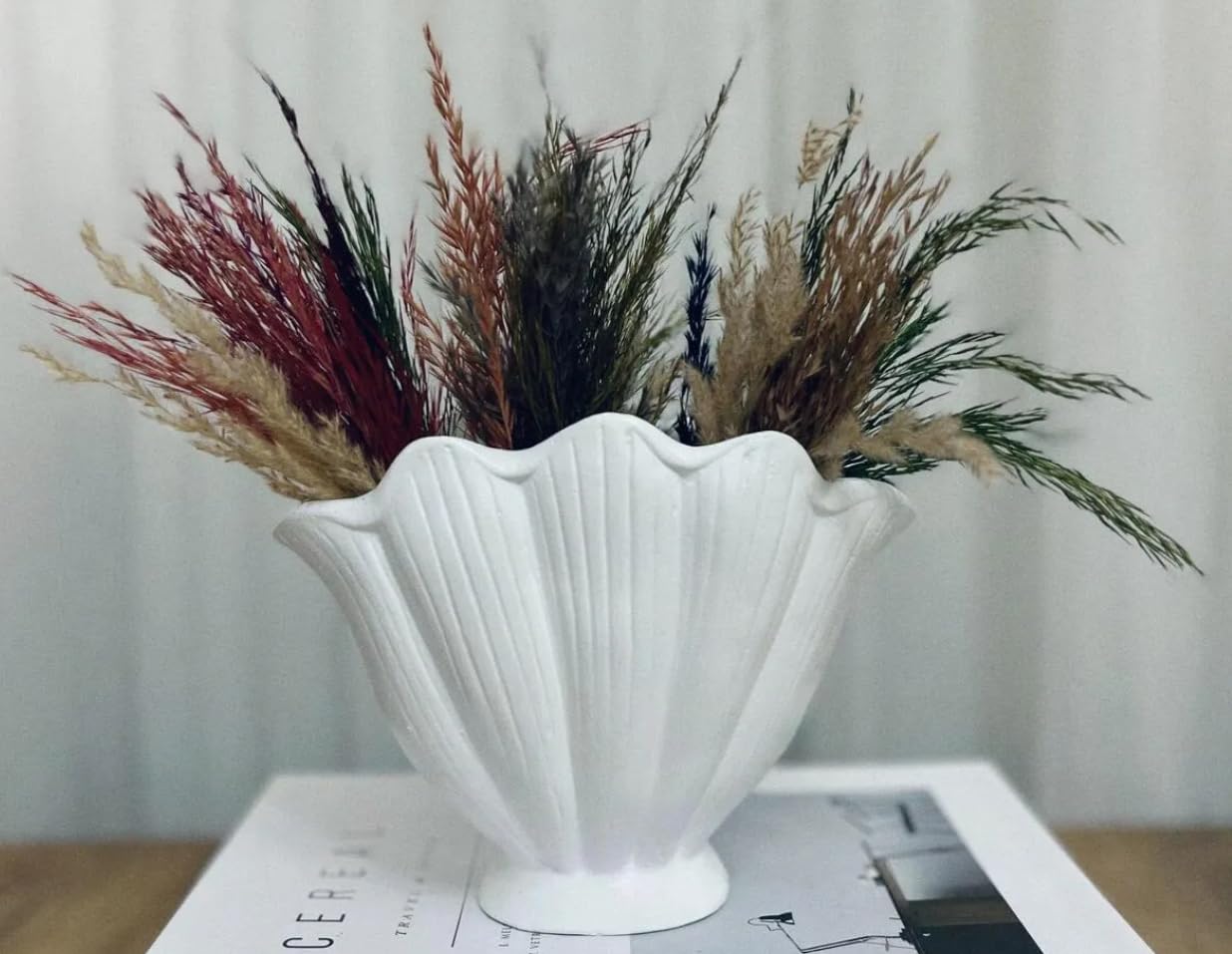 Ceramic Seashell Bowl, Coastal Ceramic Decor, Sleek Decorative Vase, Unique Sculptural Vase, Stylish Flower Vase, Ceramic Seashell Vase, Coastal Ceramic Vase, Coastal Vase, Coral Vase