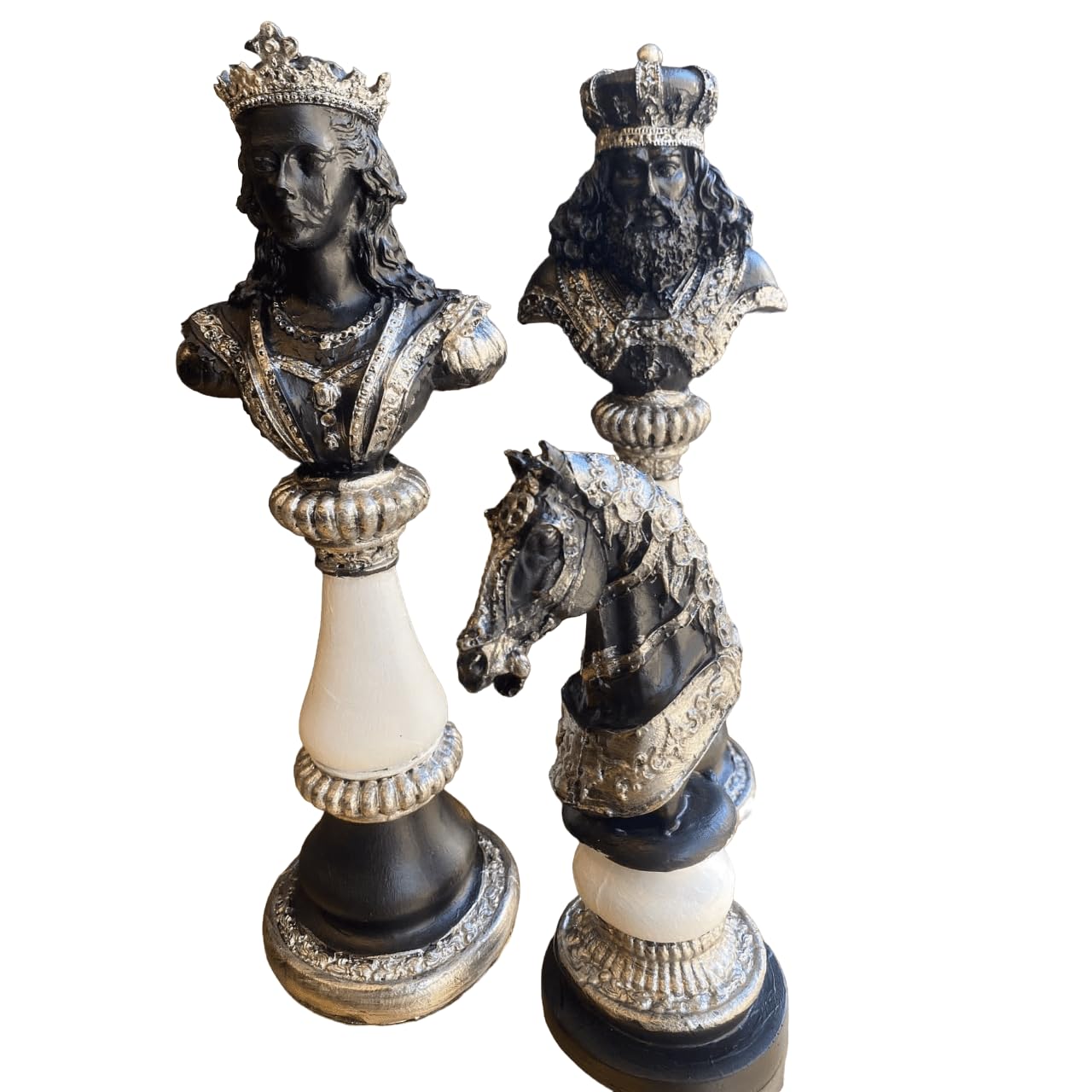 Large Chess Sculpture Set of 3, King Queen Horse Bust Chess, Chess Decor Set, Decorative Chess Pieces, Chess Statue, Chess Decor, Chess Sculpture, Chess Figurine