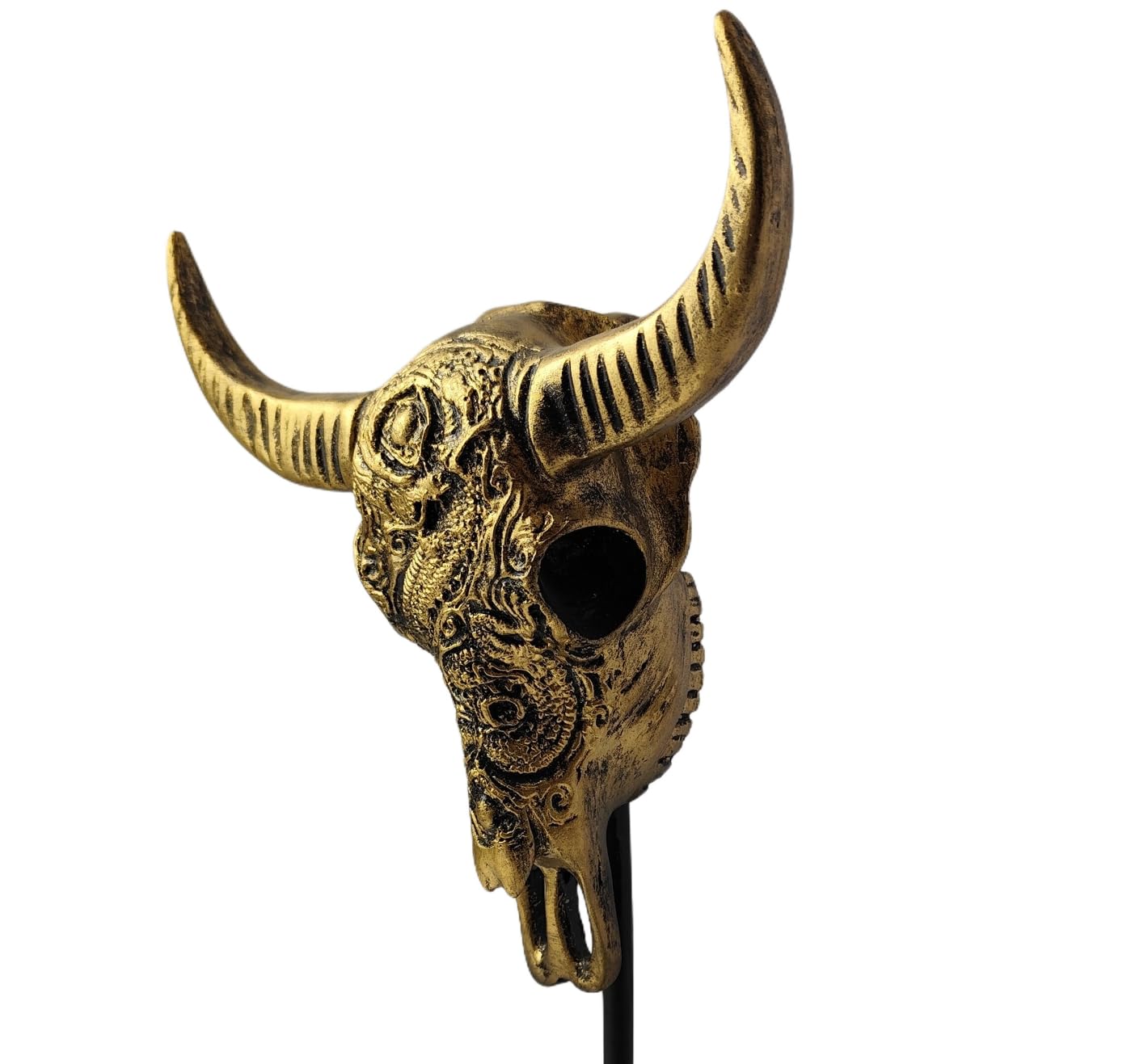 Bull Skull Decor, Western Bull Head Decor, Western Style Horned Bull Head Decor, Bull Skull Statue, Bull Skull Tabletop Decoration