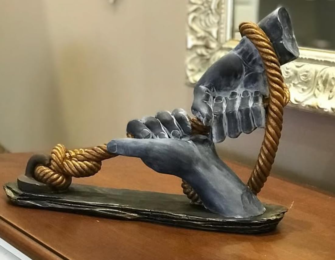 Decorative Hand Wrapped In Rope Sculpture, Hands Wrapping a Rope Figurine, Hand Sculpture Decor, Tug of War Figurine, Artistic Rope Statue, Rope Sculpture
