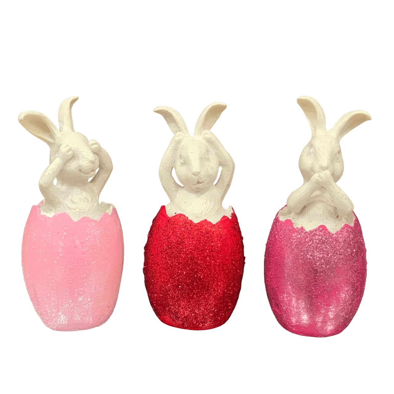 Wise Bunnies Figurines Set Of 3, Easter Bunny Decorations, Rabbit in Egg Figurines, Decorative Bunny Ornaments, Decorative Bunny Figurine, Easter Bunny Figurine, Easter Rabbit Figurine