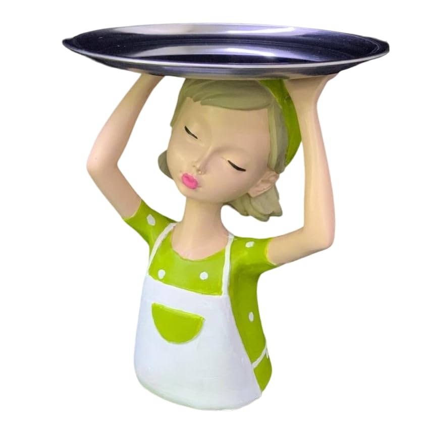 Girl Sculpture With Tray Decor, Handcrafted Girl Holding Tray Figure, Functional Girl Figurine With Tray, Decorative Girl Figurine For Gift, Girl Sculpture, Girl Decor, Girl Statue