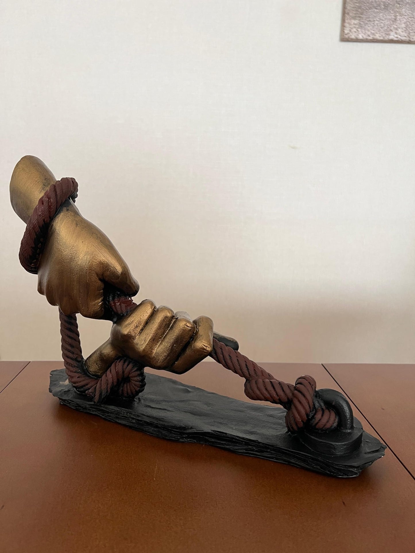 Decorative Hand Wrapped In Rope Sculpture, Hands Wrapping a Rope Figurine, Hand Sculpture Decor, Tug of War Figurine, Artistic Rope Statue, Rope Sculpture