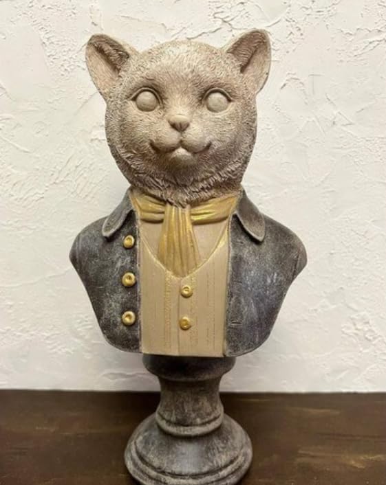Tuxedo Katzenbüste Statue, Elegante Katzenskulptur, Elegante Katzenfigur mit Tuxedo, Gentleman Katzenbüste Statue, Tuxedo Katzenstatue, Katzenskulptur