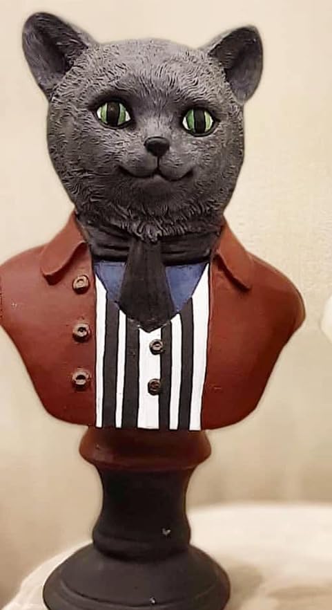 Tuxedo Katzenbüste Statue, Elegante Katzenskulptur, Elegante Katzenfigur mit Tuxedo, Gentleman Katzenbüste Statue, Tuxedo Katzenstatue, Katzenskulptur
