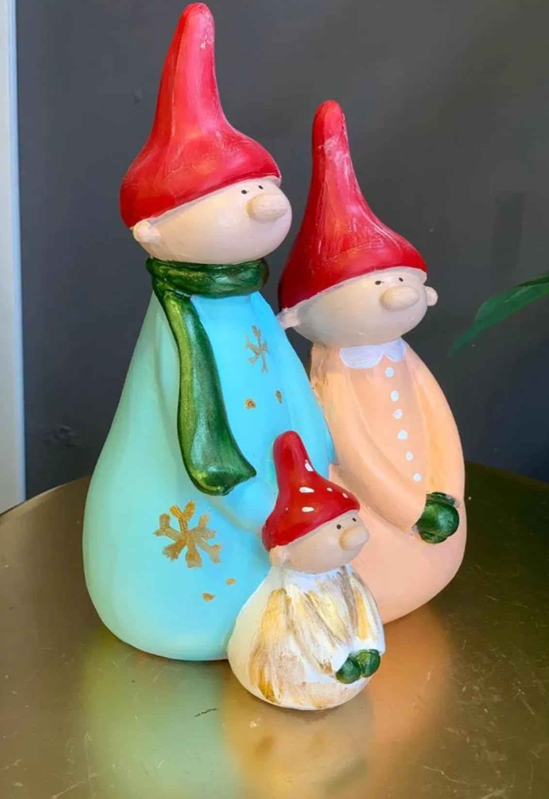 Christmas Gnome Family Figurine Set of 3, Holiday Elf Family, Seasonal Home Decor, Christmas Gift Idea, Holiday Accent Piece, Gnome Statue, Gnome Sculpture, Gnome Figurine