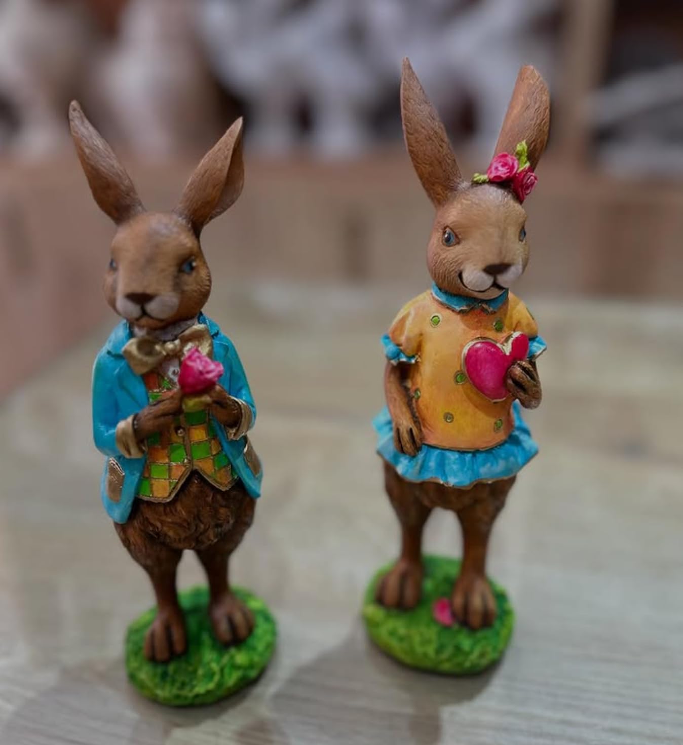 Elegant Bunny Figurines, Decorative Rabbit Statues, Bunny Figurine Decor, Rabbit Statues, Elegant Animal Figurines, Rabbit Decor, Easter Rabbit Decor, Easter Bunny Decor