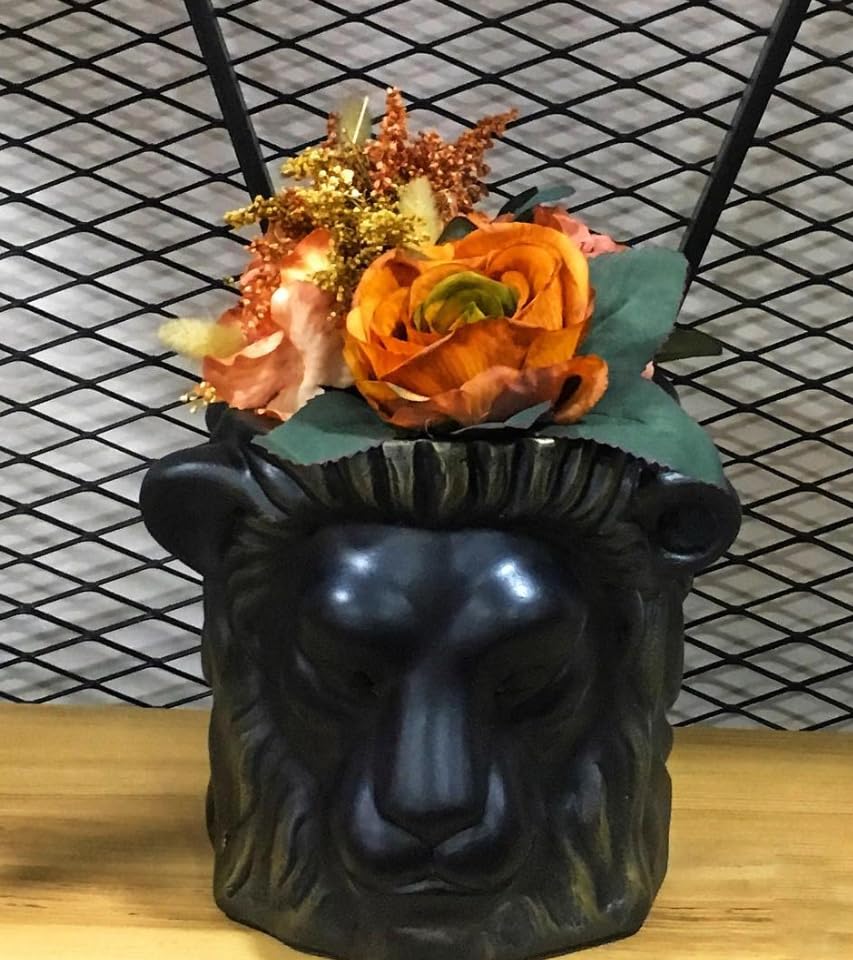 Lion Head Planter, Decorative Animal Pot, Modern Jungle Theme Vase, Unique Home Decor, Gift for Plant Lovers, Lion Head Pot, Lion Planter, Modern Lion Planter, Lion Head Flower Pot
