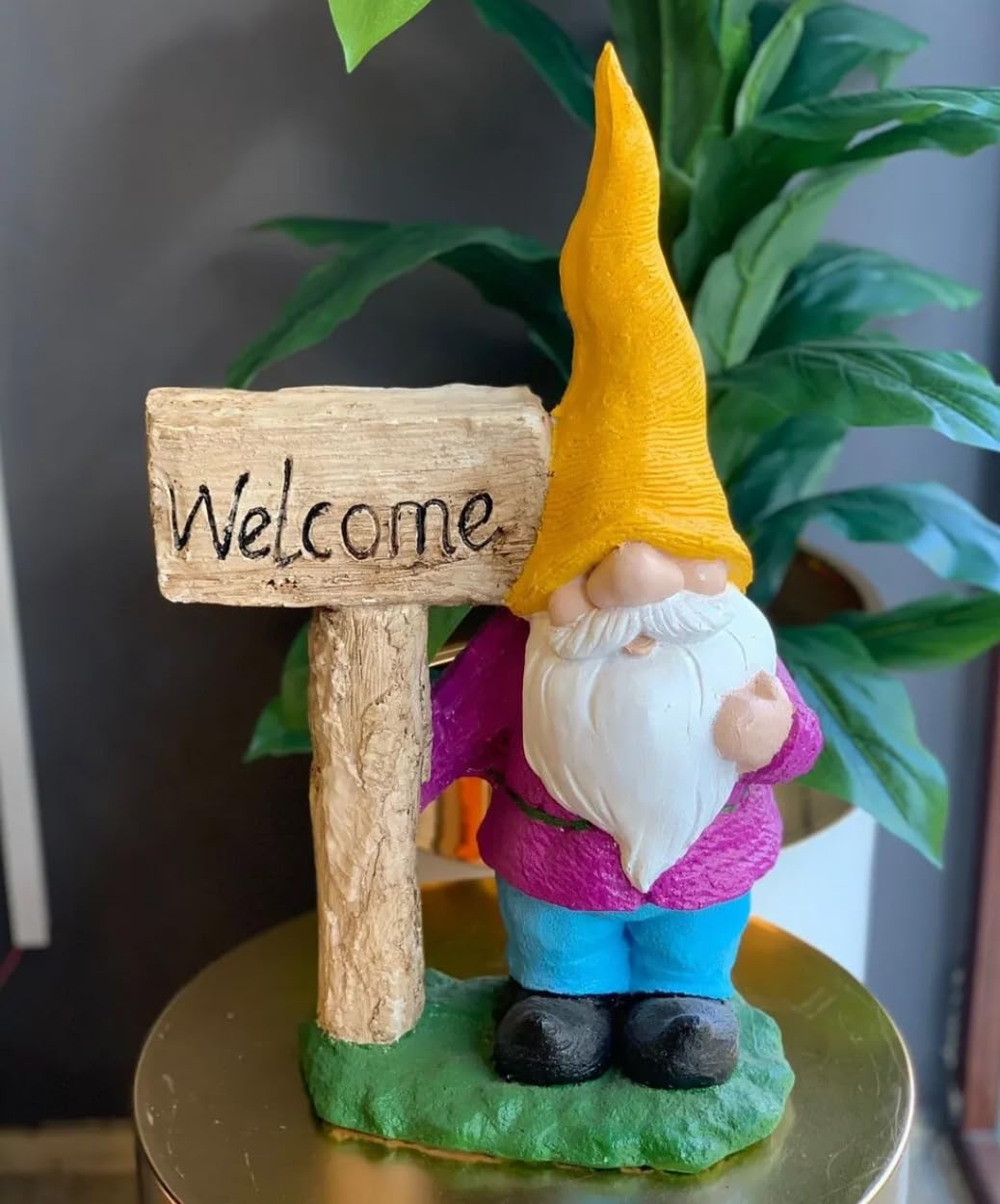 Large Garden Gnome Welcome Sign for Outdoor Decor, Garden Gnome Statue, Welcome Sign Gnome, Porch Welcome Gnome, Cute Gnome Statue