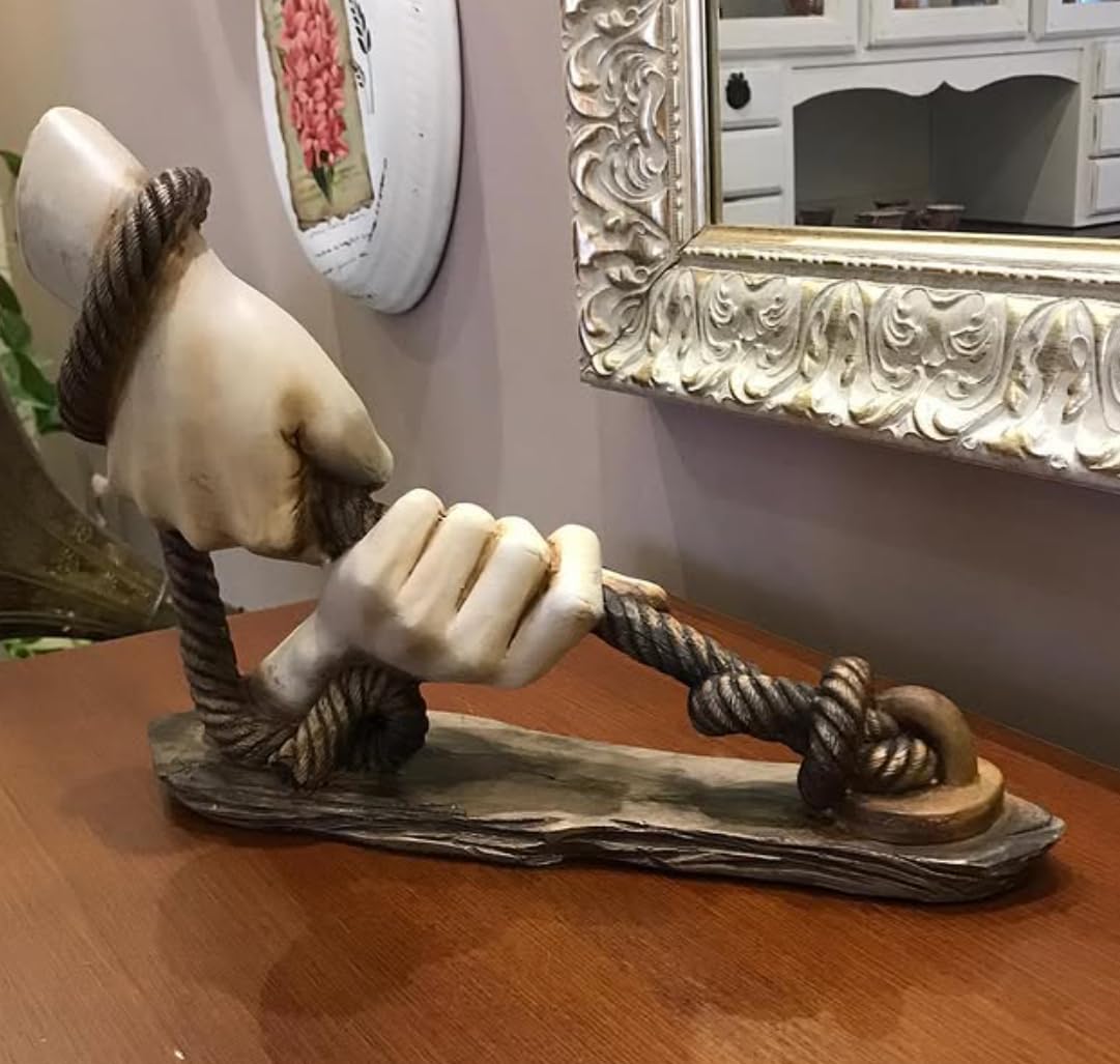 Decorative Hand Wrapped In Rope Sculpture, Hands Wrapping a Rope Figurine, Hand Sculpture Decor, Tug of War Figurine, Artistic Rope Statue, Rope Sculpture