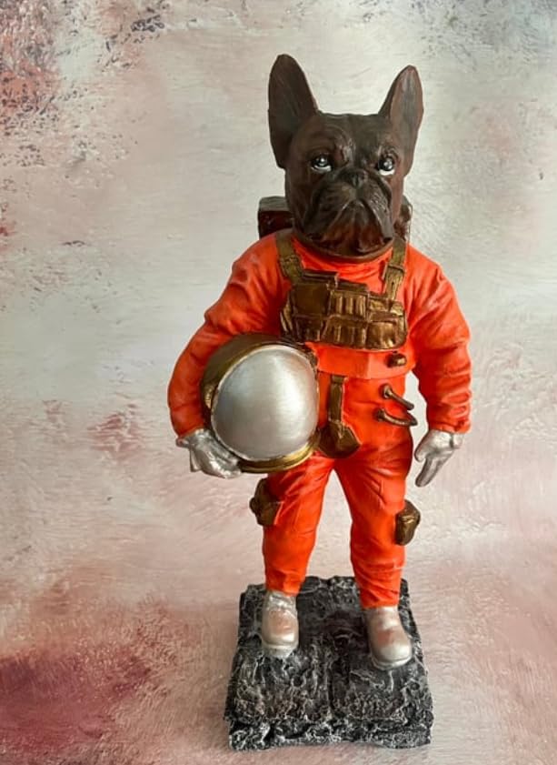 Astronaut BullDog Figurine, Dog In Spacesuit Statue, Space-Themed Bulldog Sculpture, Animal Astronaut Decor, Dog Lover Home Decor