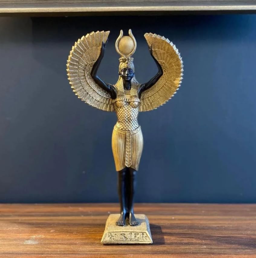 Egyptian Isis Open Wings Statue, Egyptian Isis Statue with Wings, Isis Statue with Open Wings, Polyester Isis Statue