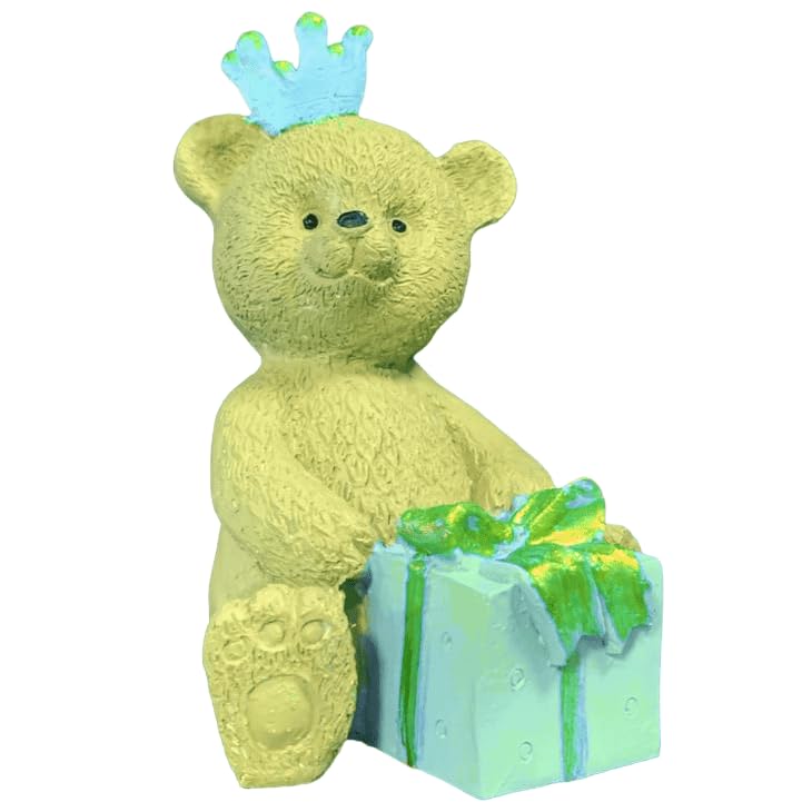 Gift Wrapped Bear Statue, Crowned Bear Figurine, Handmade Gift Bear Statue, Crowned Bear Statue, Handmade Bear Statue, Crowned Bear Decor, Crowned Bear Sculpture, Gift Wrapped Bear Decor