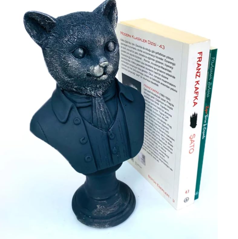 Tuxedo Katzenbüste Statue, Elegante Katzenskulptur, Elegante Katzenfigur mit Tuxedo, Gentleman Katzenbüste Statue, Tuxedo Katzenstatue, Katzenskulptur
