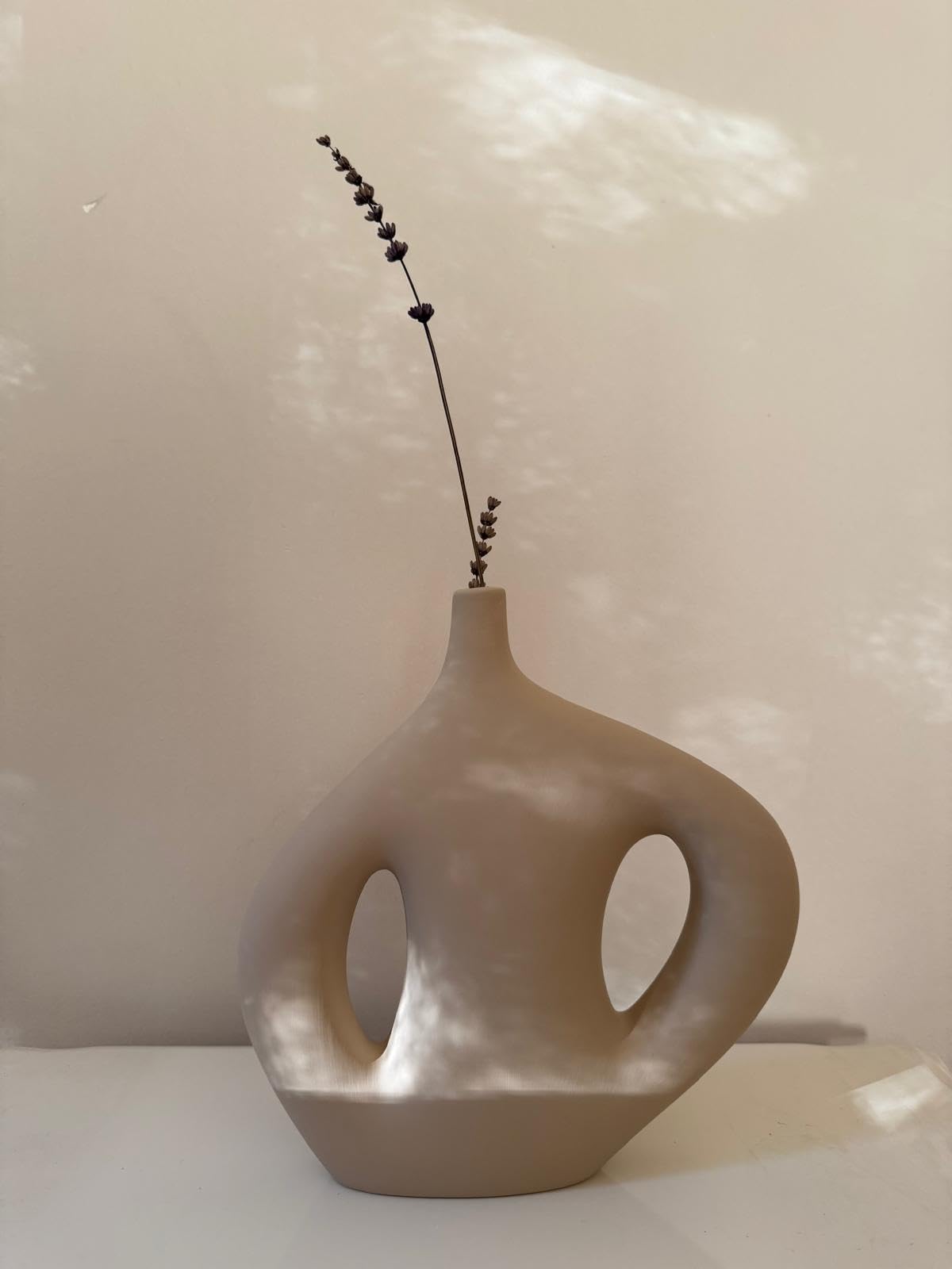 Large Ceramic Handle Vase, Hand-Painted Ceramic Decor, Minimalist Vase, Handmade Vase, Decorative Gift, Boho Style Vase, Ceramic Handle Vase (Handle Vase)