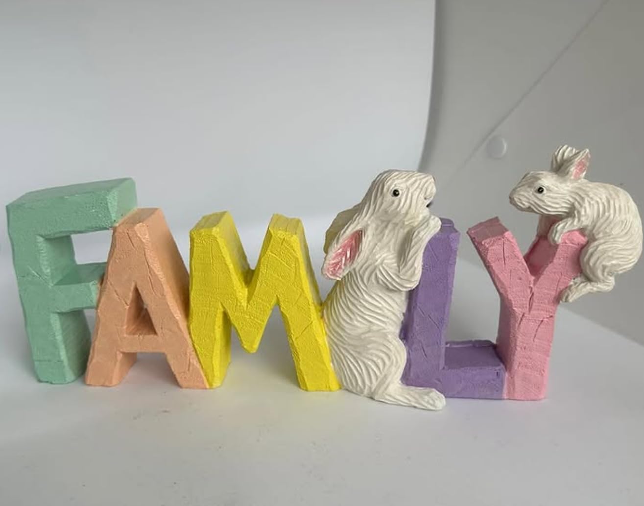 Rustic Family Sign with Rabbits, Farmhouse Family Decor, Animal Lover Gift, Family Sign Decor, Rabbit Family Sculpture, Bunny Figurine Gift, Rabbit Family Decor, Rabbit Family Statue