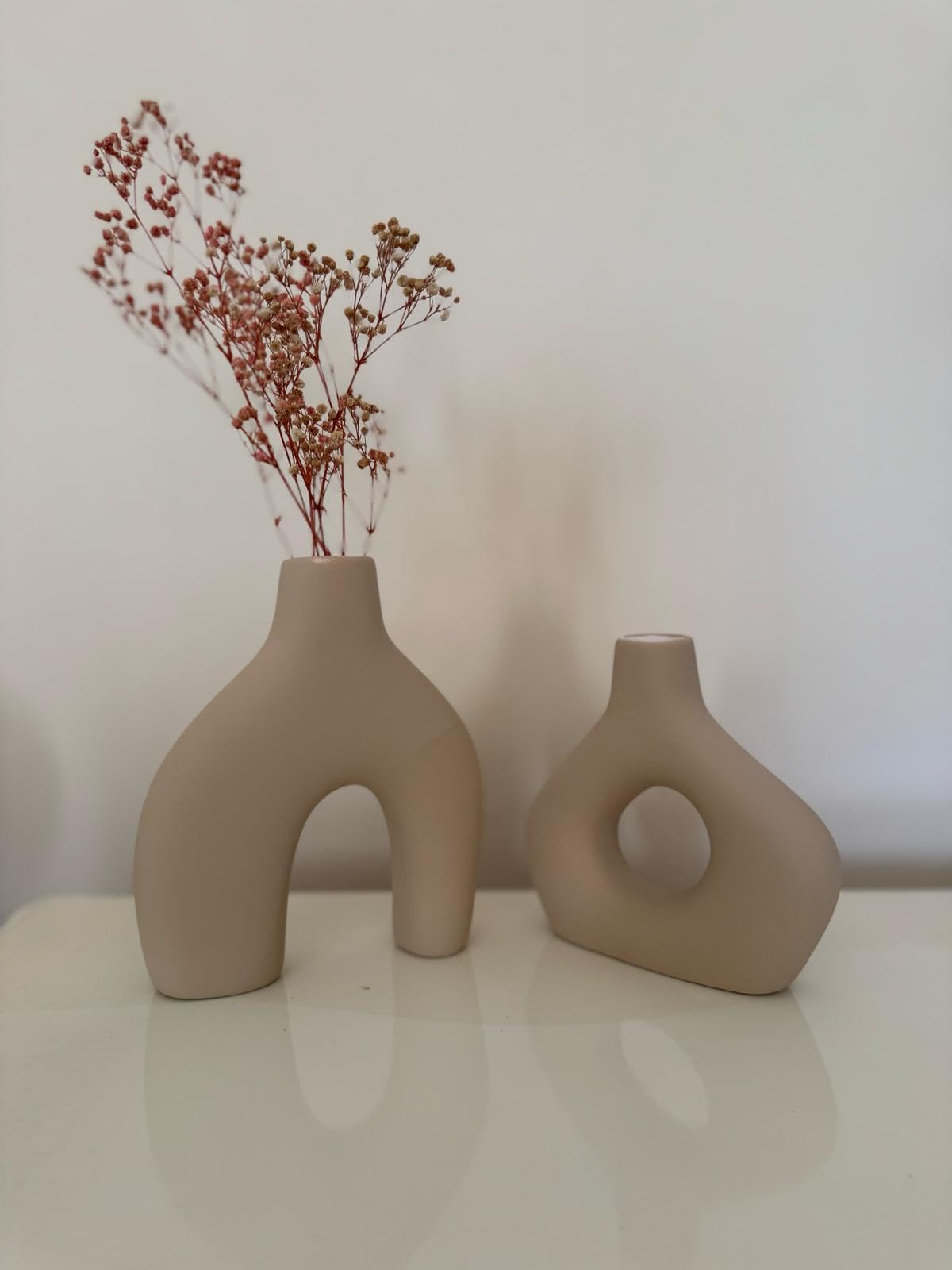 Amorphous Ceramic Vases Set-2, Round Matte Donut Vases, Minimalist Home Decor, Handmade Vase, Decorative Gift, Boho Style Vase, Donut Vase, Round Vase, Amorphous Vase