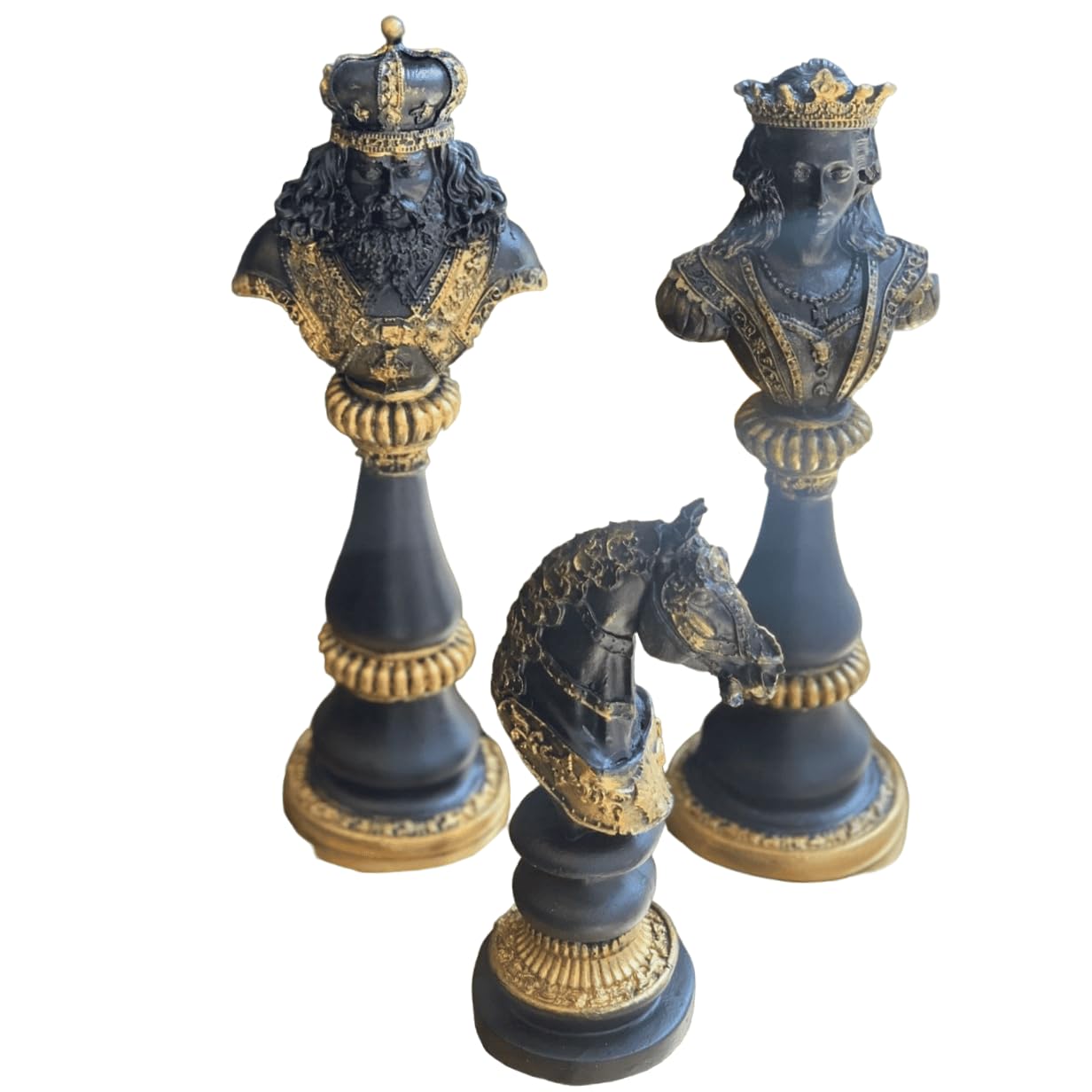 Large Chess Sculpture Set of 3, King Queen Horse Bust Chess, Chess Decor Set, Decorative Chess Pieces, Chess Statue, Chess Decor, Chess Sculpture, Chess Figurine
