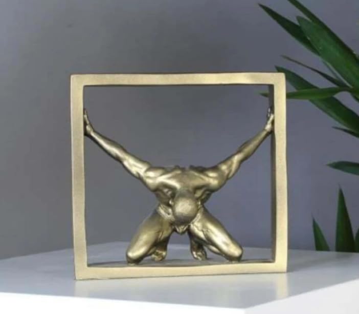 Abstract Man Holding Frame Sculpture, Framed Male Figure Statue, Modern Minimalist Human Sculpture, Abstract Human Sculpture, Human Statue