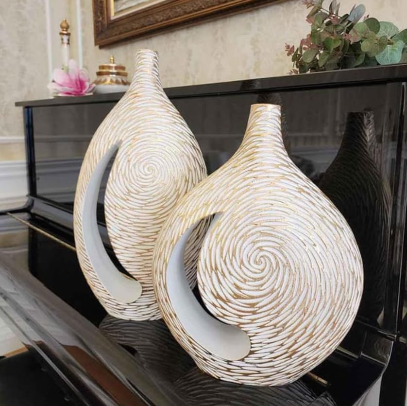 Modern Polyester Decorative Vase, Contemporary Art Vase, Large Table Vase, Modern Polyester Vase, Textured Polyester Vase, Polyester Vase, Polyester Decorative Vase