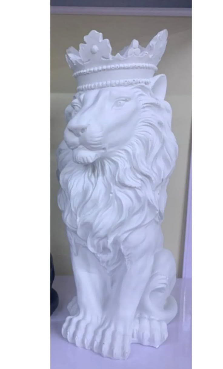 Regal Lion Statue With Crown, Crowned Lion Sculpture, Royal Jungle King Figurine, Royal Themed Home Decor, Lion Crown Figurine, Lion Crown Sculpture, Lion Crown Decor