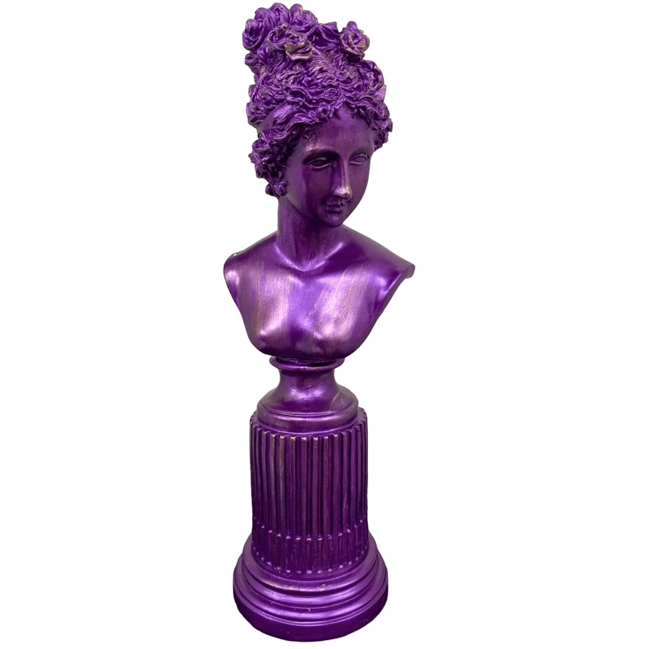 Weibliche Büstenskulptur, Elegante Büstenstatue auf dekorativem Sockel, Lafayette-Skulptur, Lafayette-Büstendekor, griechische Büstenstatue, Lafayette-Büste, Lafayette-Dekor, Lafayette-Statue