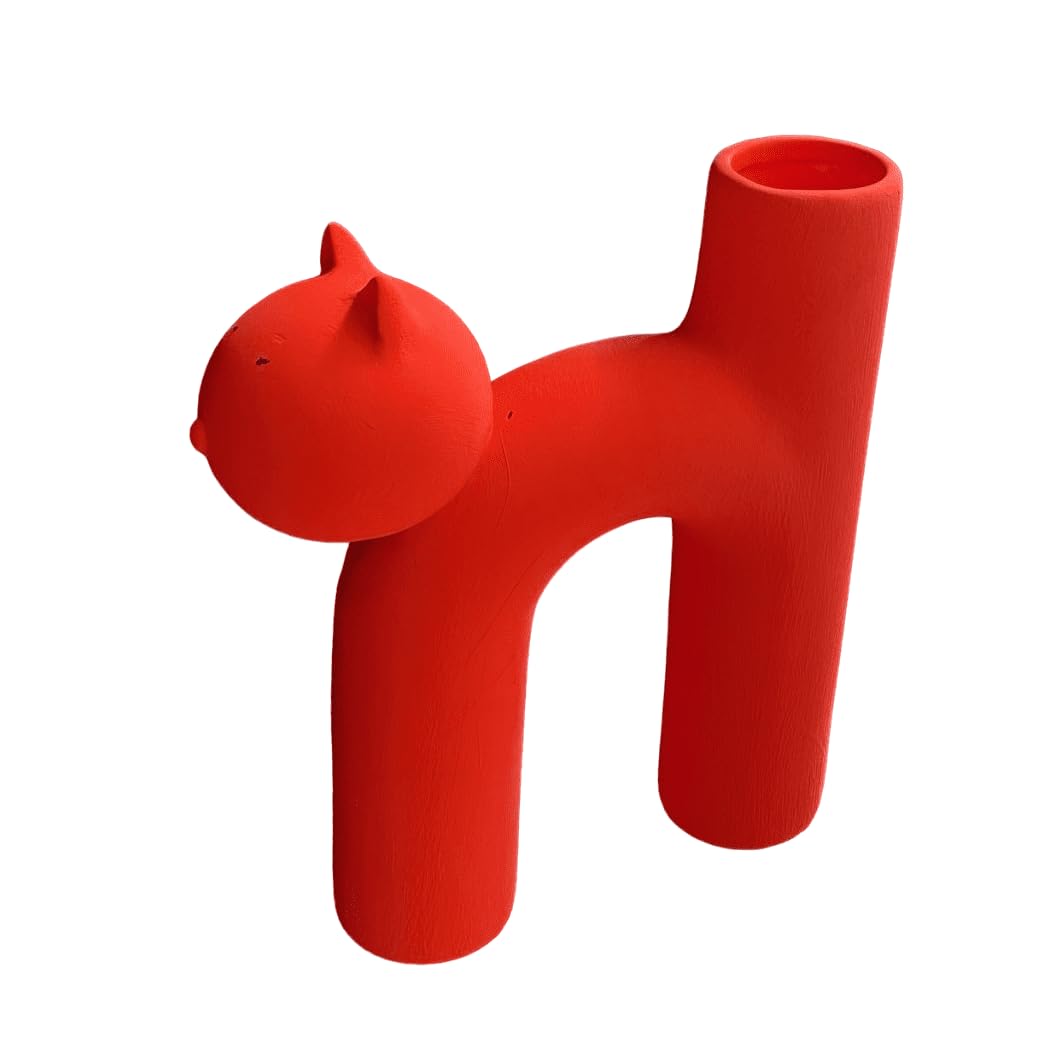 Süße Vase in Katzenform, Katzenvase für Blumen, Keramikvase, nordisches Kunstdekor, Geschenk für Zuhause, Geschenk für Katzenliebhaber, Keramik-Katzenvase, Katzenvase, Katzenförmige Vase, Blumenvase