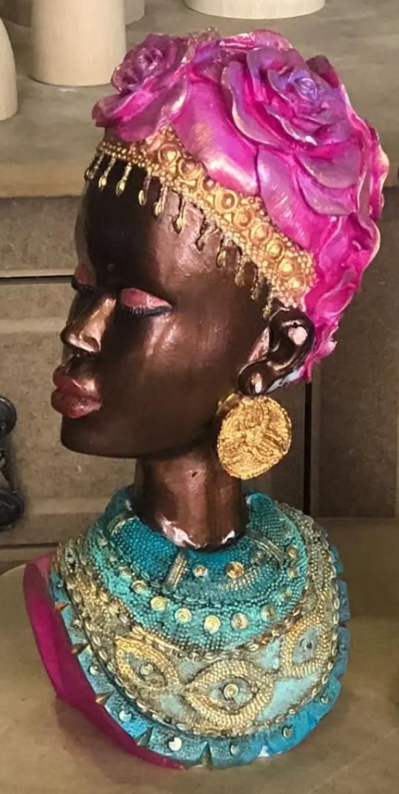 African Woman Bust Statue, Elegant African Lady Sculpture, Ethnic Art Home Decor, African Woman Statue, Tribal Lady Decor, African Art Decor