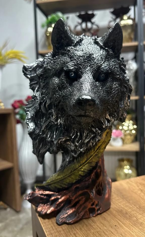 Wolf Head Sculpture, Wolf Lover Gift, Rustic Wolf Home Decor, Wolf Bust, Wildlife Lover Gift, Polyester Wolf Statue, Gothic Wolf Figurine, Wolf Head Statue, Wolf Head Decor