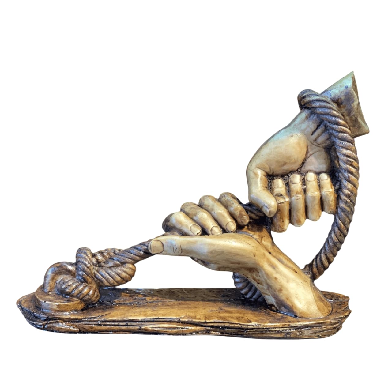 Decorative Hand Wrapped In Rope Sculpture, Hands Wrapping a Rope Figurine, Hand Sculpture Decor, Tug of War Figurine, Artistic Rope Statue, Rope Sculpture
