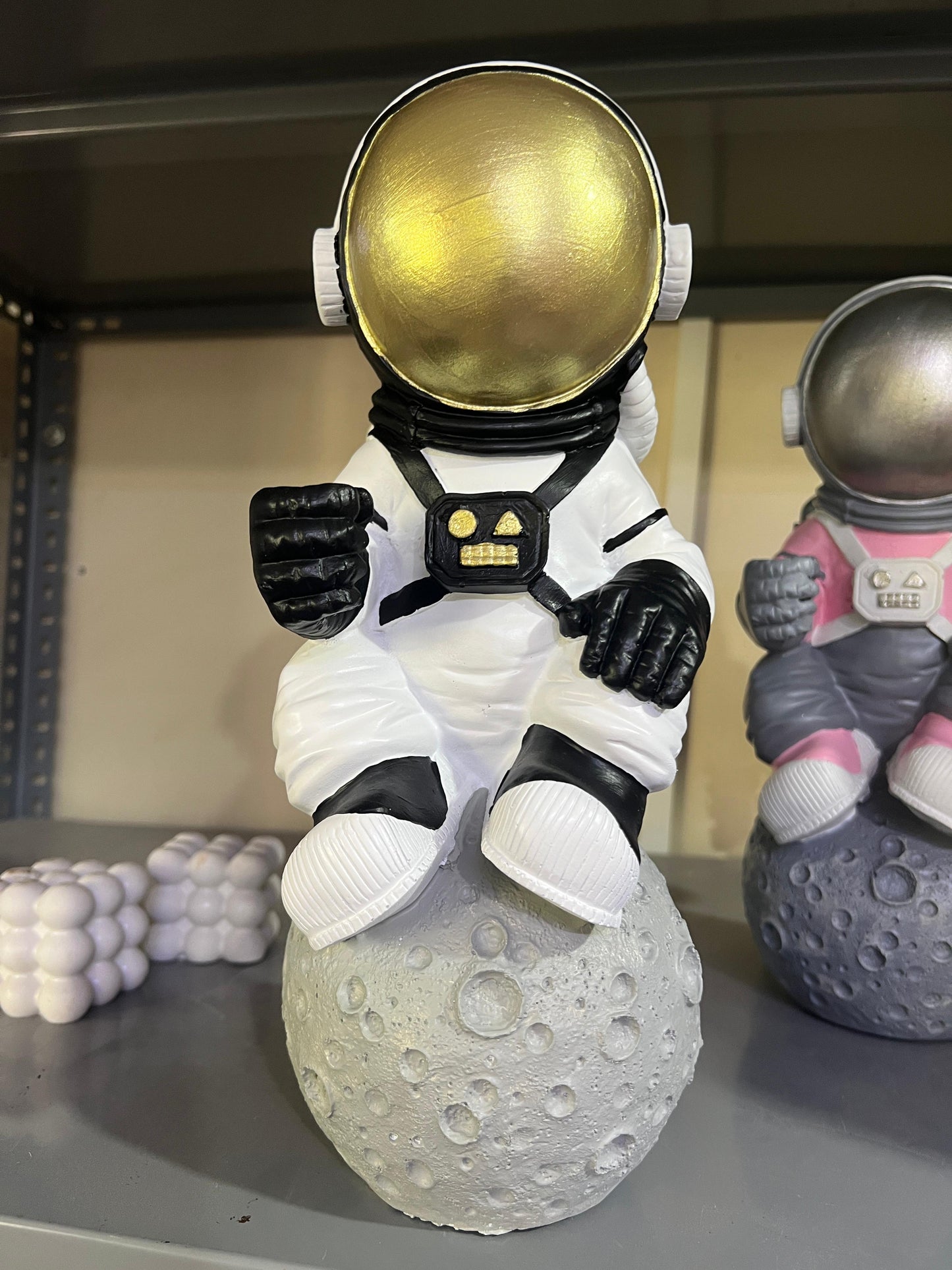 Astronaut On Moon Sculpture, Astronaut Figurine, Space-Themed Home Decor, Astronaut Ornament For Shelves, Unique Space Gifts, Space Decor, Astronaut Sculpture