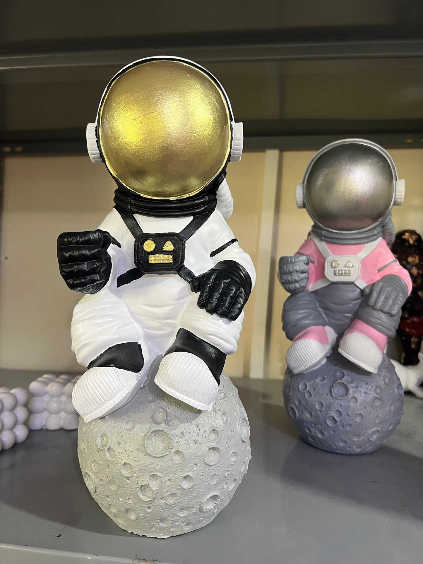 Astronaut On Moon Sculpture, Astronaut Figurine, Space-Themed Home Decor, Astronaut Ornament For Shelves, Unique Space Gifts, Space Decor, Astronaut Sculpture