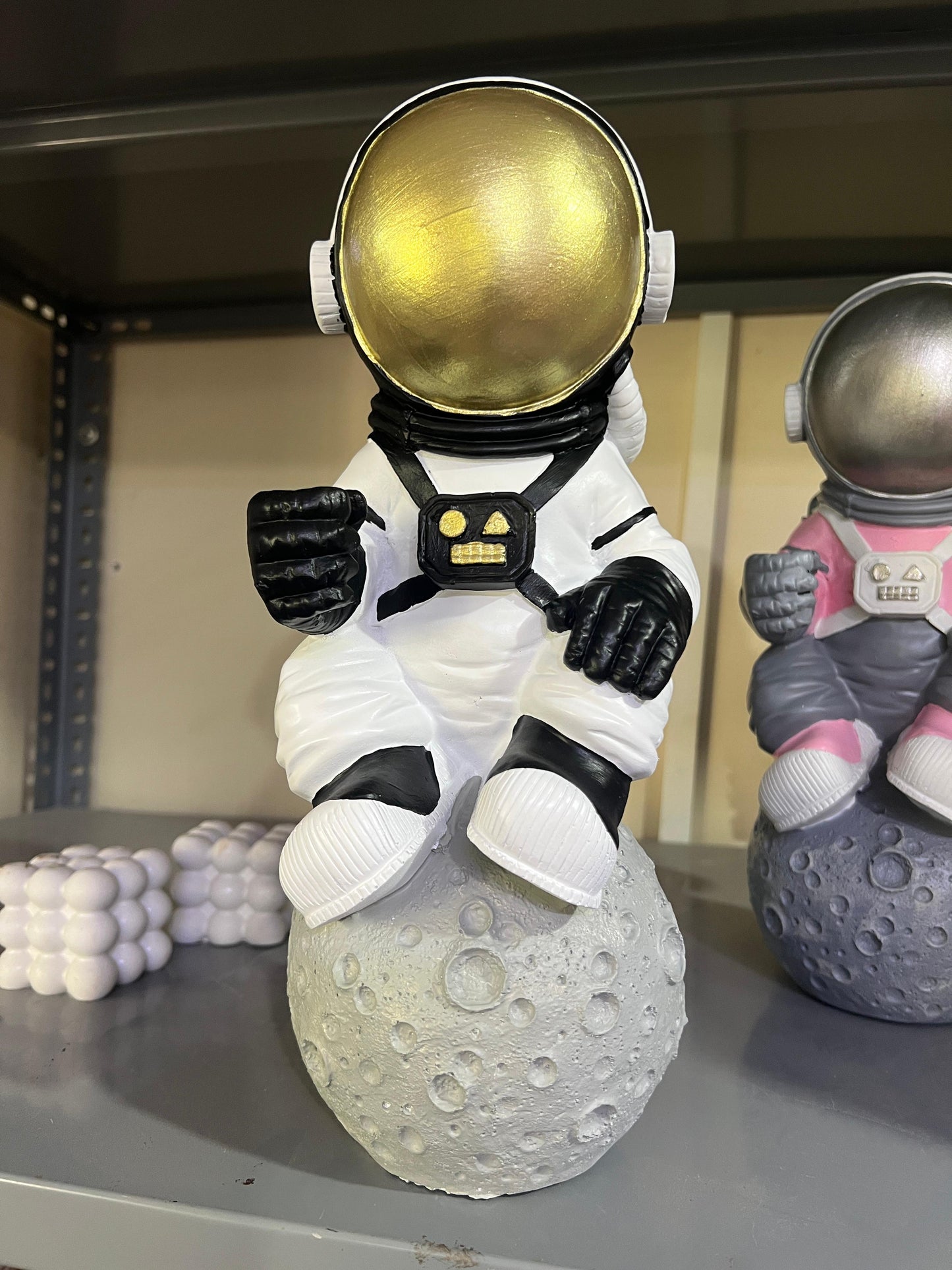 Astronaut On Moon Sculpture, Astronaut Figurine, Space-Themed Home Decor, Astronaut Ornament For Shelves, Unique Space Gifts, Space Decor, Astronaut Sculpture