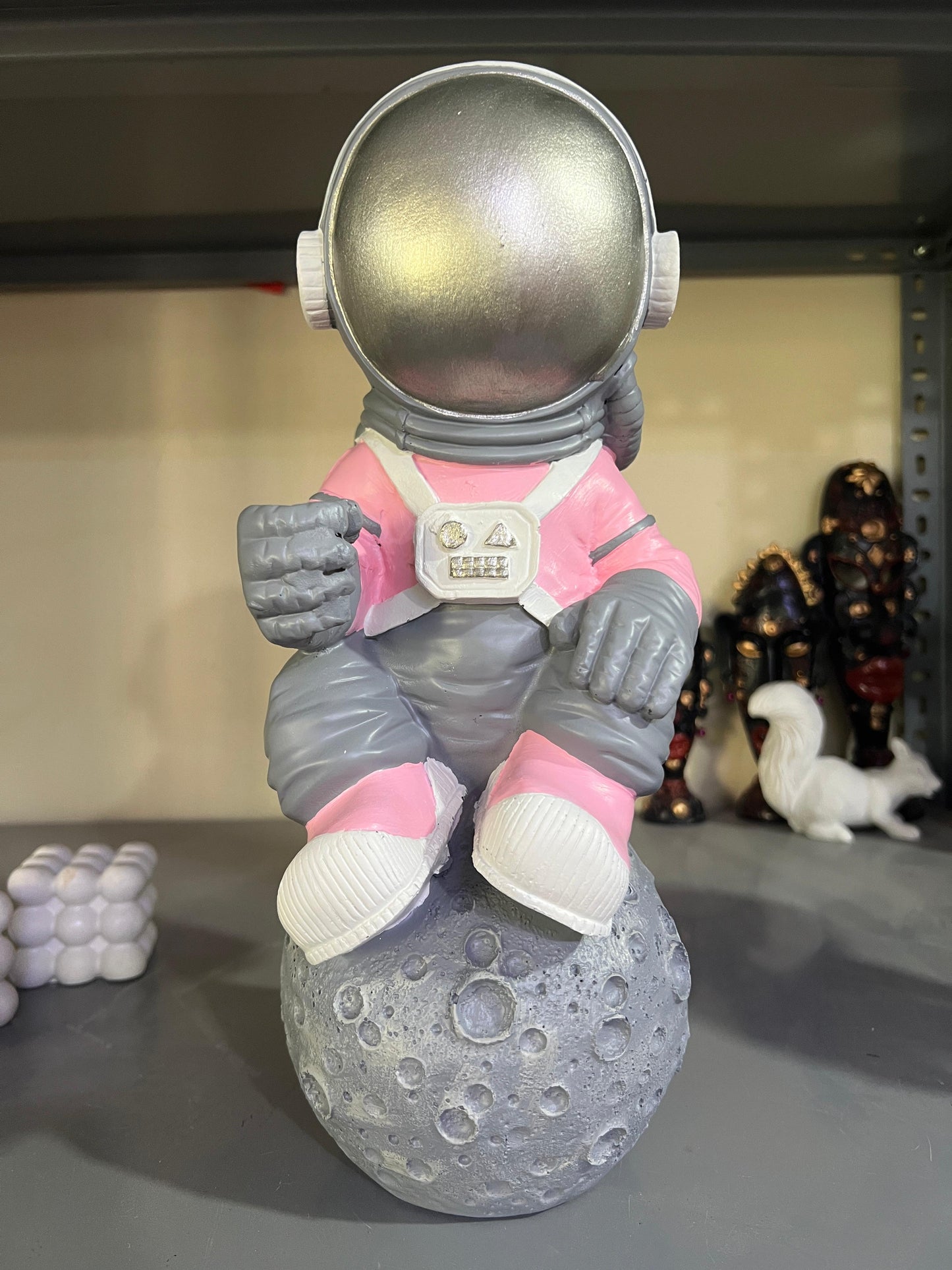 Astronaut On Moon Sculpture, Astronaut Figurine, Space-Themed Home Decor, Astronaut Ornament For Shelves, Unique Space Gifts, Space Decor, Astronaut Sculpture