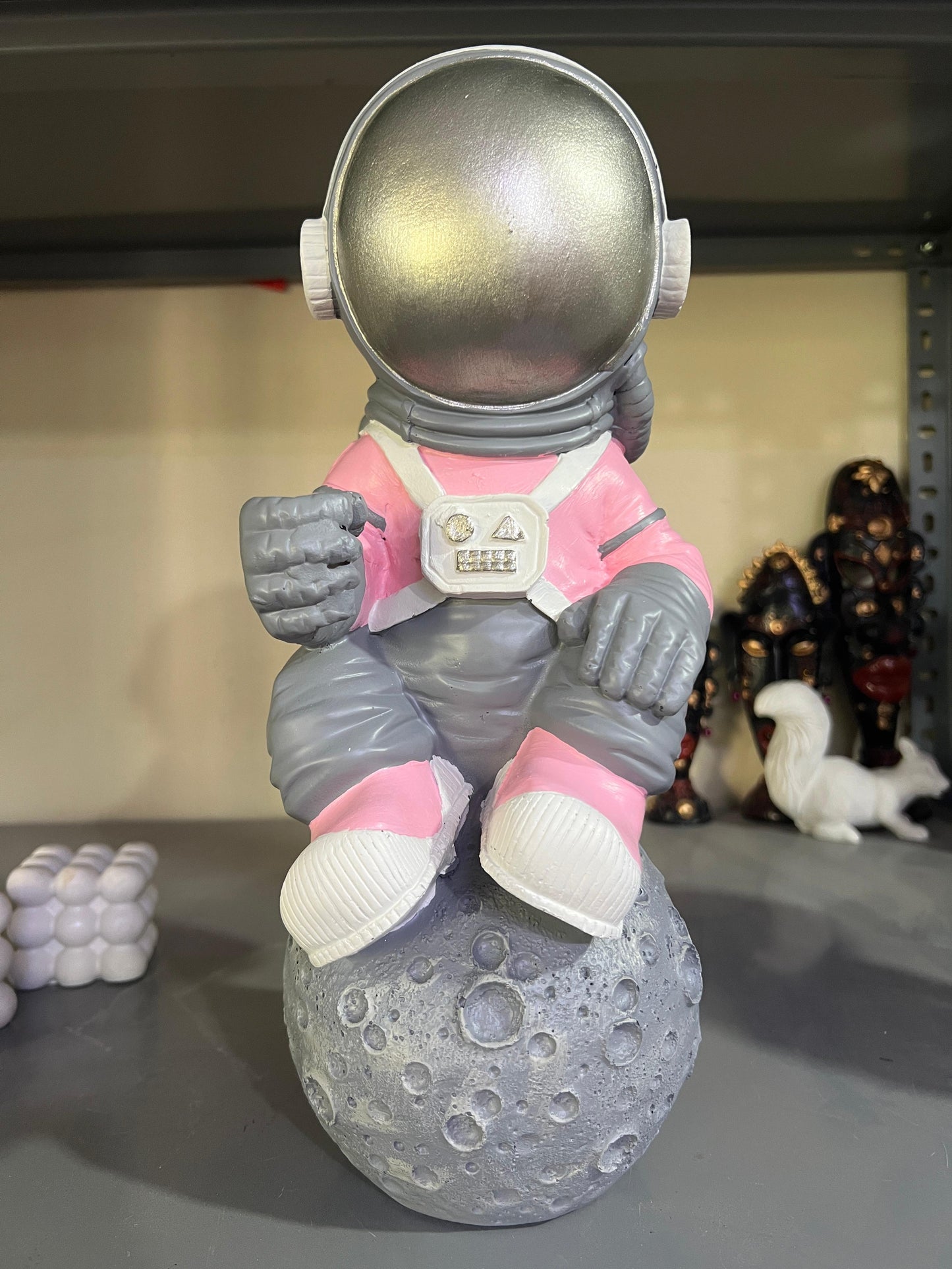 Astronaut On Moon Sculpture, Astronaut Figurine, Space-Themed Home Decor, Astronaut Ornament For Shelves, Unique Space Gifts, Space Decor, Astronaut Sculpture