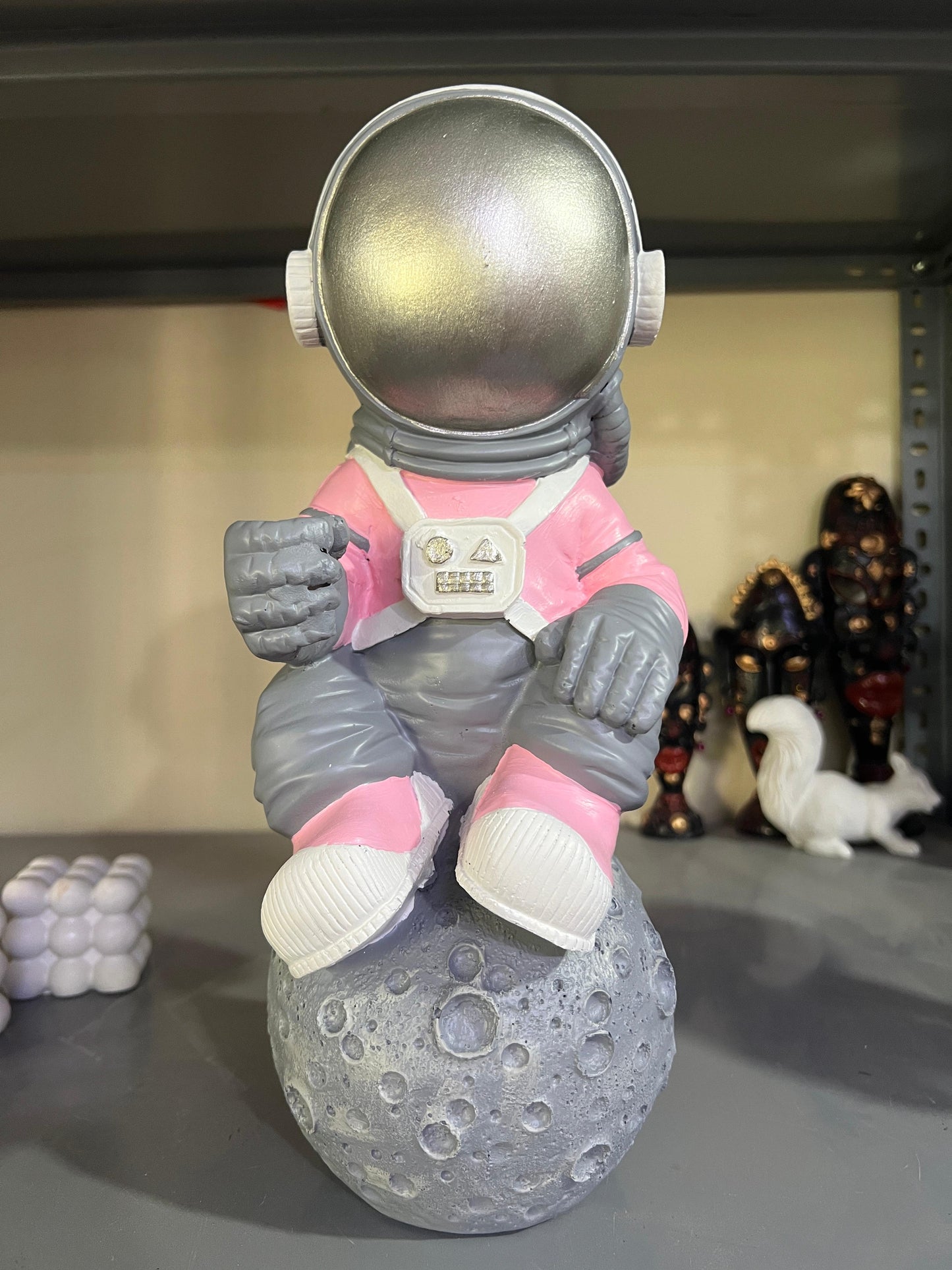 Astronaut On Moon Sculpture, Astronaut Figurine, Space-Themed Home Decor, Astronaut Ornament For Shelves, Unique Space Gifts, Space Decor, Astronaut Sculpture