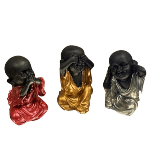 See No Evil Speak No Evil Hear No Evil Buddha Statues Set of 3, No Evil Mini Buddha Figurines Set, 3 Wise Buddhas Statue Set, Buddhas Decor