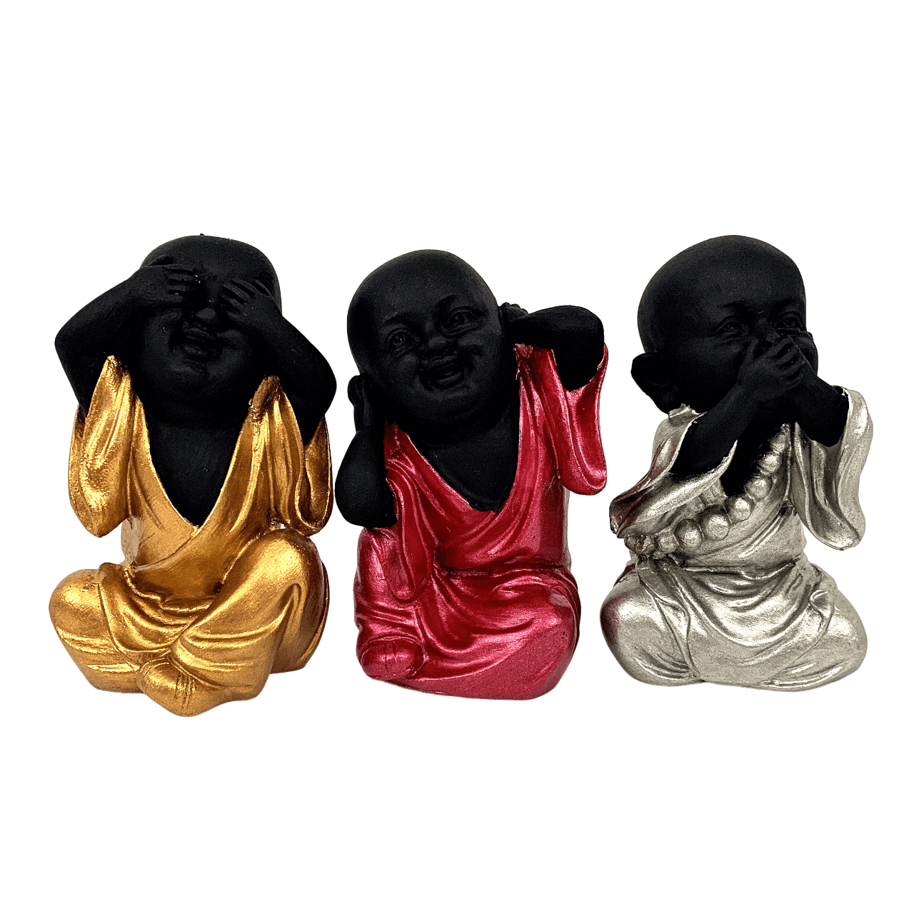 See No Evil Speak No Evil Hear No Evil Buddha Statues Set of 3, No Evil Mini Buddha Figurines Set, 3 Wise Buddhas Statue Set, Buddhas Decor