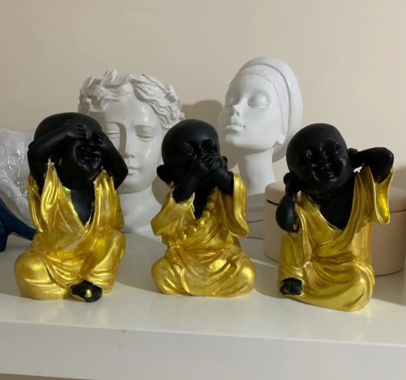 See No Evil Speak No Evil Hear No Evil Buddha Statues Set of 3, No Evil Mini Buddha Figurines Set, 3 Wise Buddhas Statue Set, Buddhas Decor