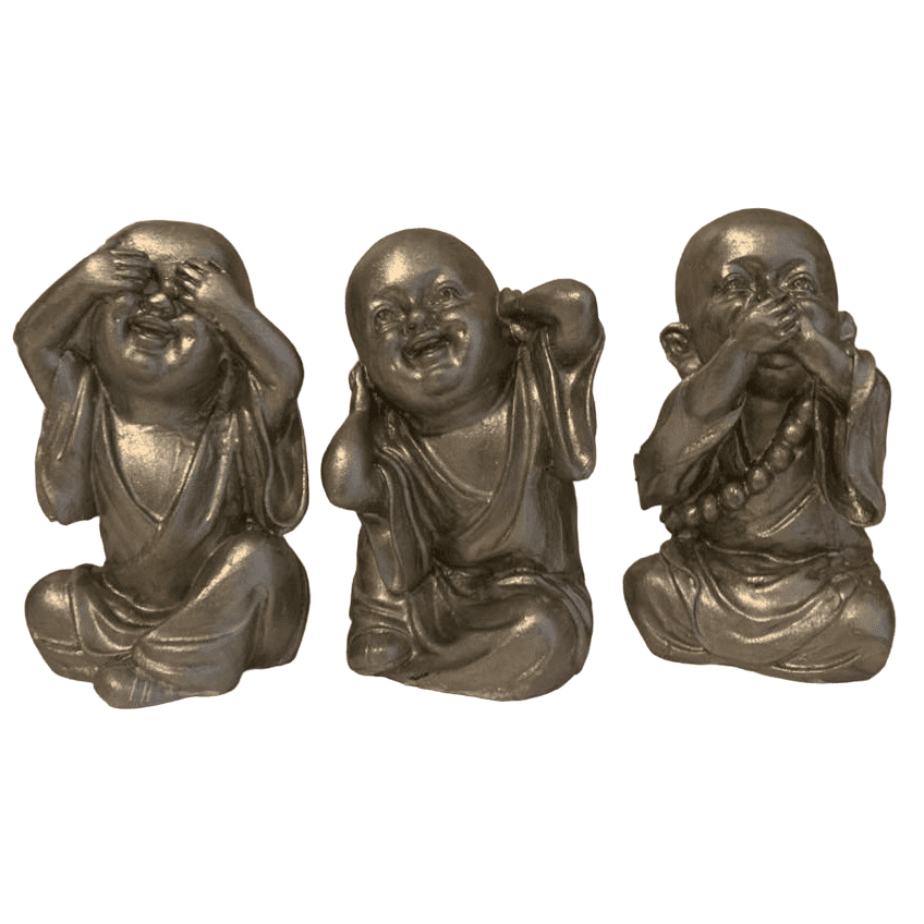 See No Evil Speak No Evil Hear No Evil Buddha Statues Set of 3, No Evil Mini Buddha Figurines Set, 3 Wise Buddhas Statue Set, Buddhas Decor
