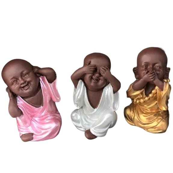 See No Evil Speak No Evil Hear No Evil Buddha Statues Set of 3, No Evil Mini Buddha Figurines Set, 3 Wise Buddhas Statue Set, Buddhas Decor