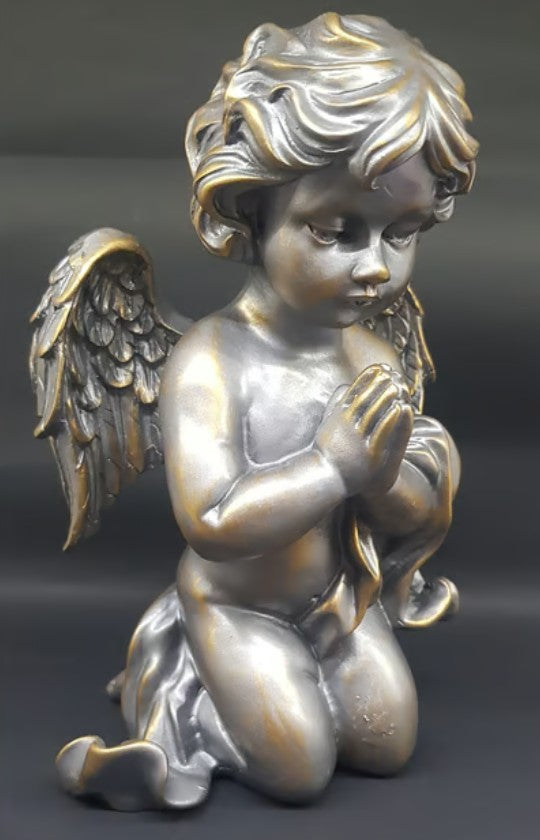 Handmade Praying Angel Decor, Angel Figurine Home Accent, Spiritual Tabletop Sculpture, Serenity Angel Figurine, Decorative Angel Sculpture