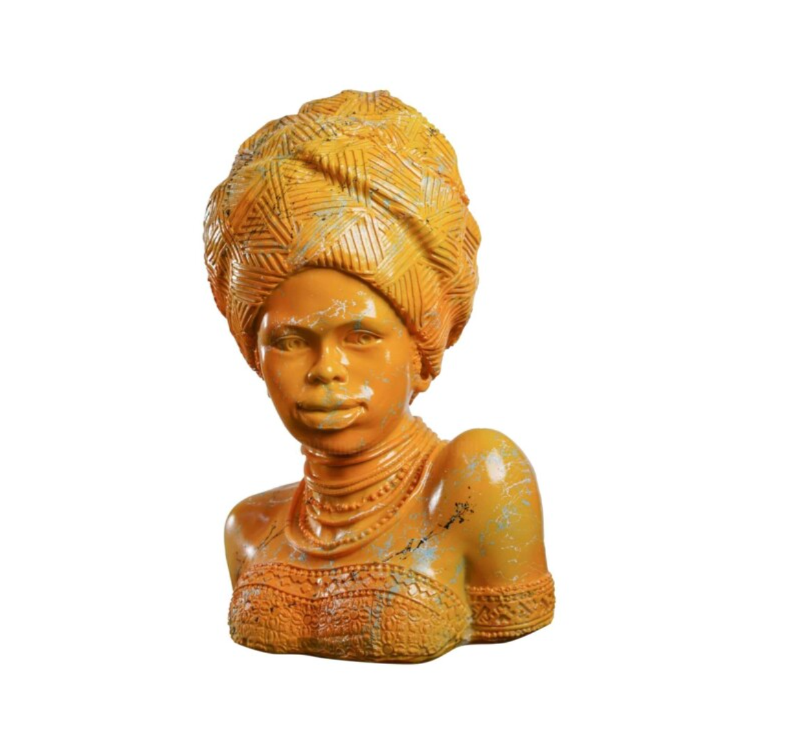 Handcrafted African Woman Statue, Elegant African Lady Bust Statue, Stylish African Woman Statue, Ethnic Home Decor African Woman Statue